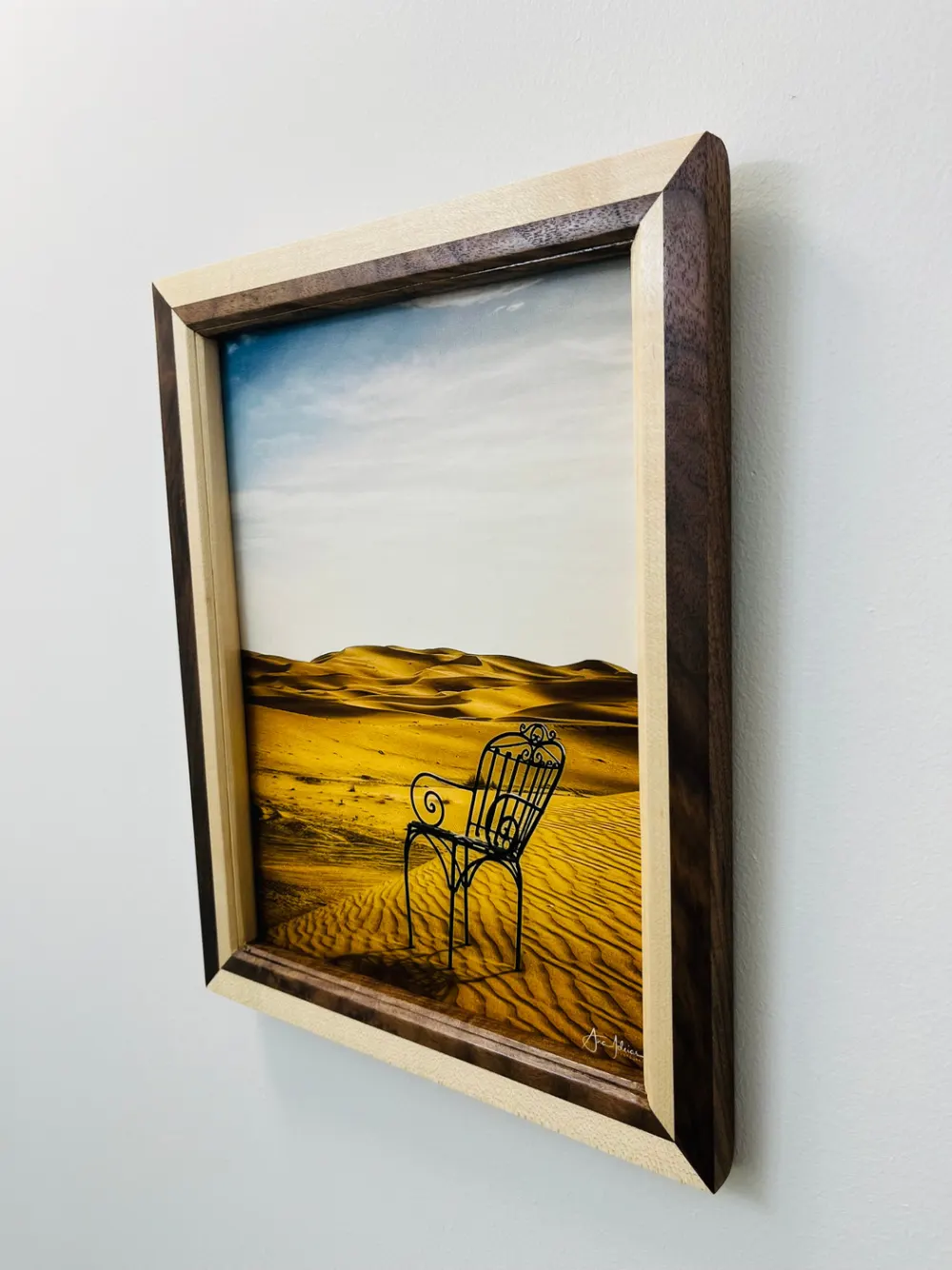 Custom walnut and maple picture frame